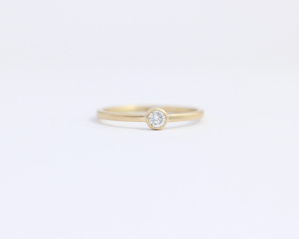 Solitaire Diamond Yellow Gold Engagement Ring with Bezel Set Ethical Diamond