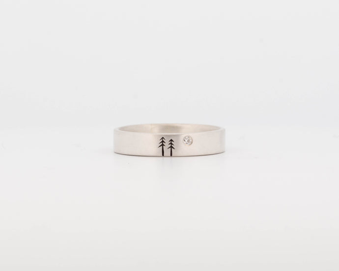 Woodland Ring with Single Diamond - Medium