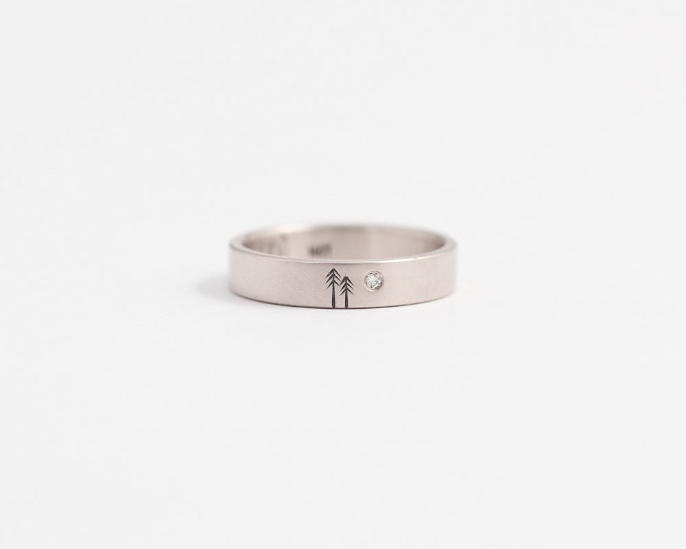 Woodland Ring with Single Diamond - Medium