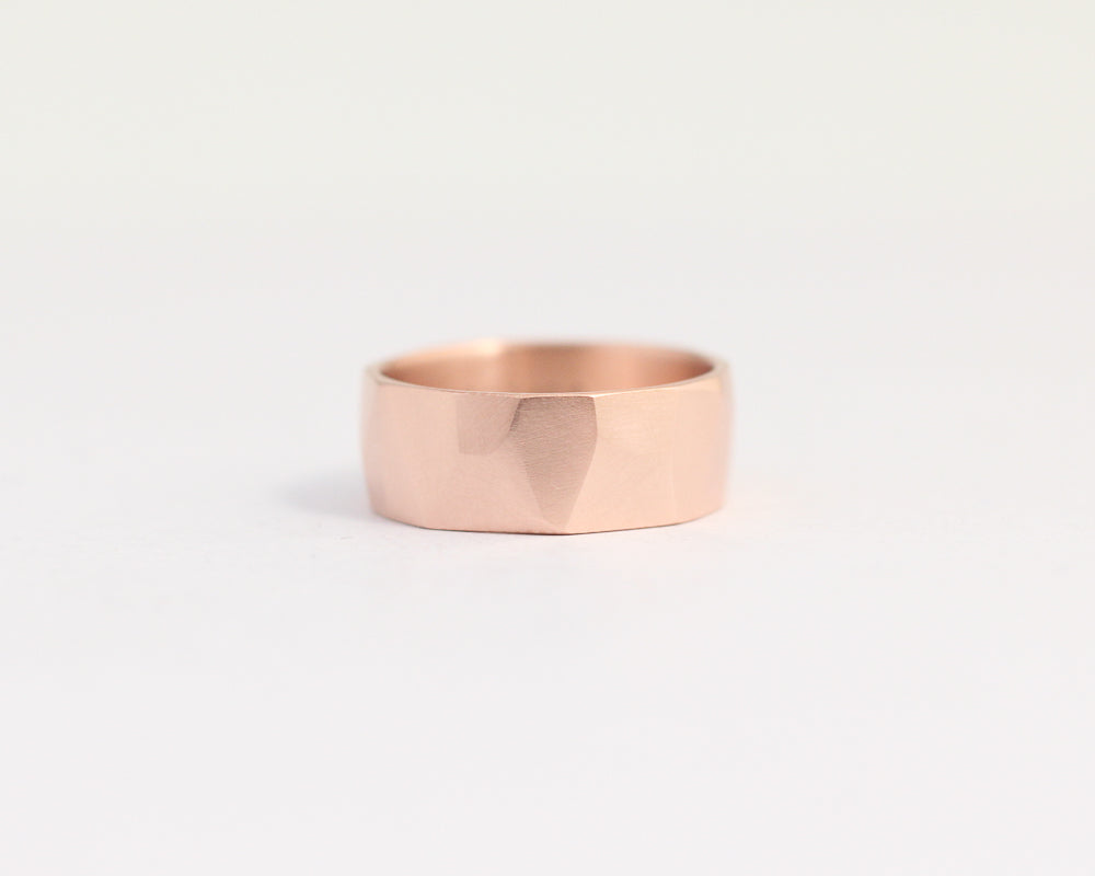 Asymmetrical Facets Ring in Rose Gold - Wide, [product_type} - Ash Hilton Jewellery