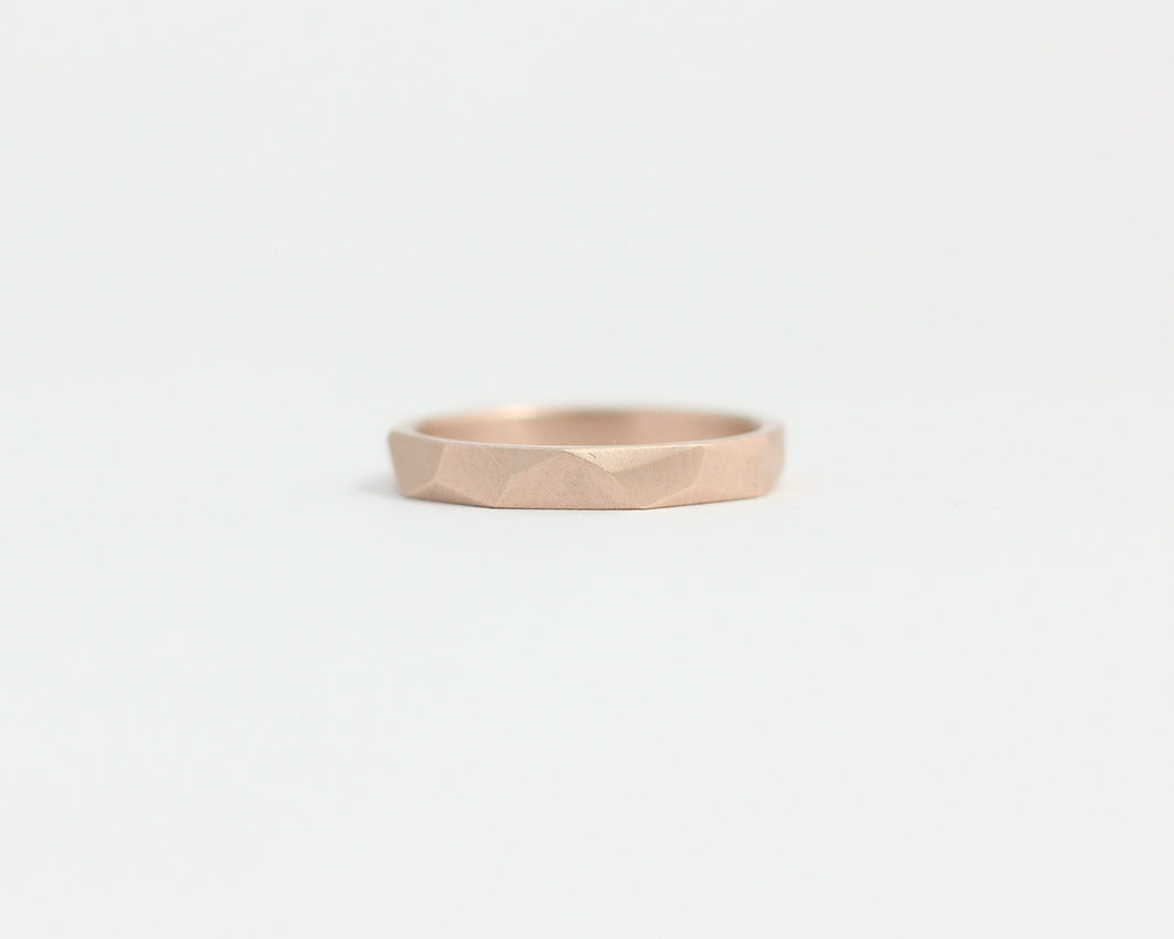 Asymmetrical Facets Ring in Rose Gold - Narrow, [product_type} - Ash Hilton Jewellery