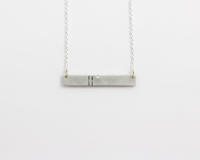 Woodland Bar Necklace with Diamond, [product_type} - Ash Hilton Jewellery