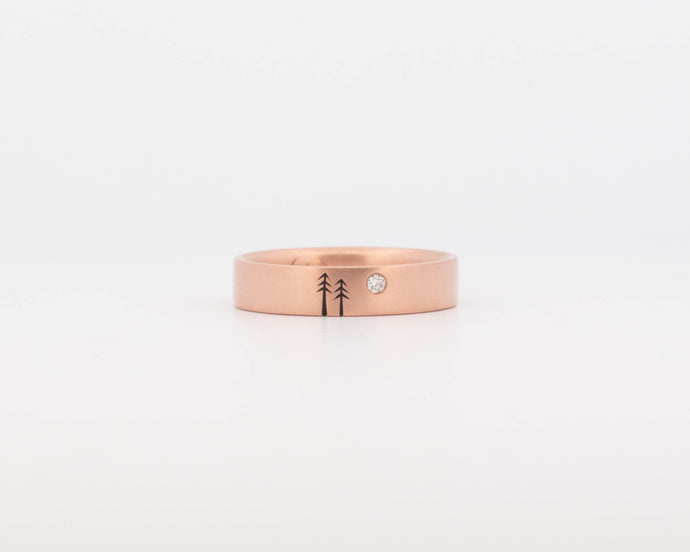 READY TO SHIP #242 - Woodland Ring with Single Diamond in Rose Gold - Medium - Size 6.5
