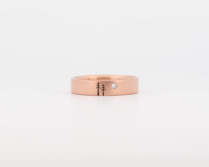 READY TO SHIP #166 - Woodland Ring with Single Diamond in Rose Gold - Medium - Size 11
