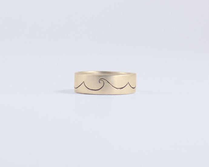 Ocean Waves Ring in Yellow Gold