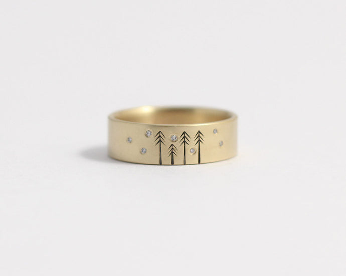 Snow on Pines Ring in Yellow Gold, [product_type} - Ash Hilton Jewellery