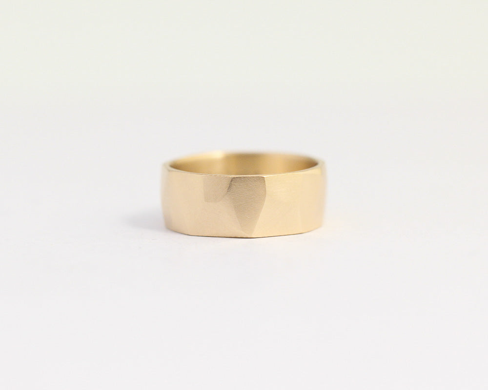 Asymmetrical Facets Ring in Yellow Gold - Wide, [product_type} - Ash Hilton Jewellery