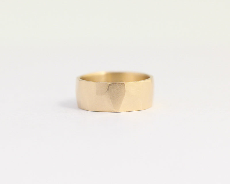 Asymmetrical Facets Ring in Yellow Gold - Wide – Ash Hilton