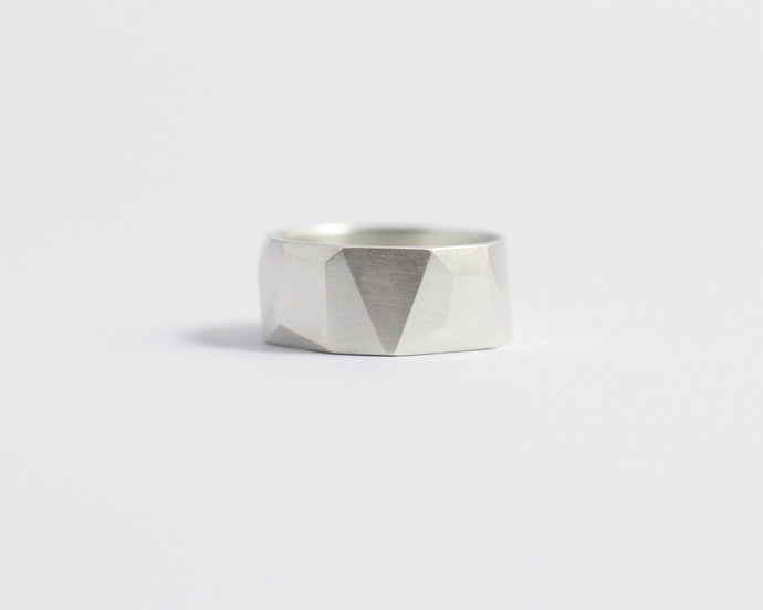 Asymmetrical Facets Ring - Wide, [product_type} - Ash Hilton Jewellery