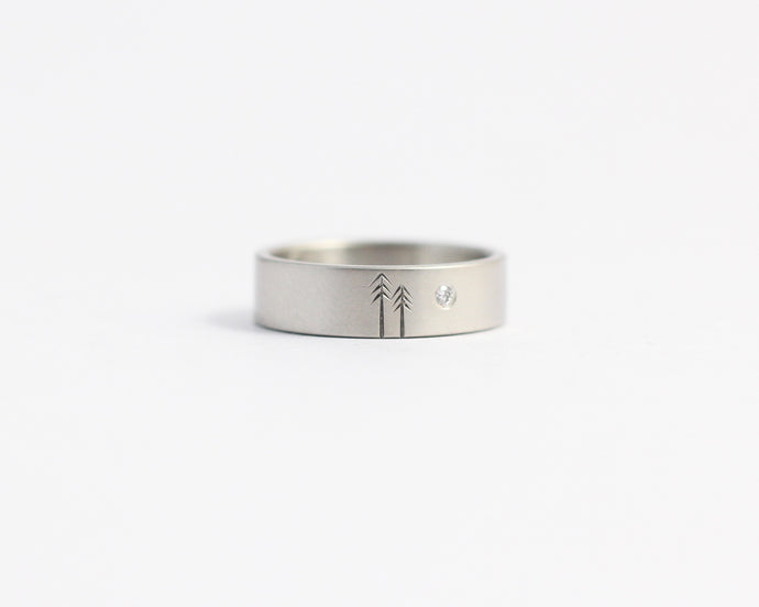 Woodland Ring with Single Diamond - Wide, [product_type} - Ash Hilton Jewellery