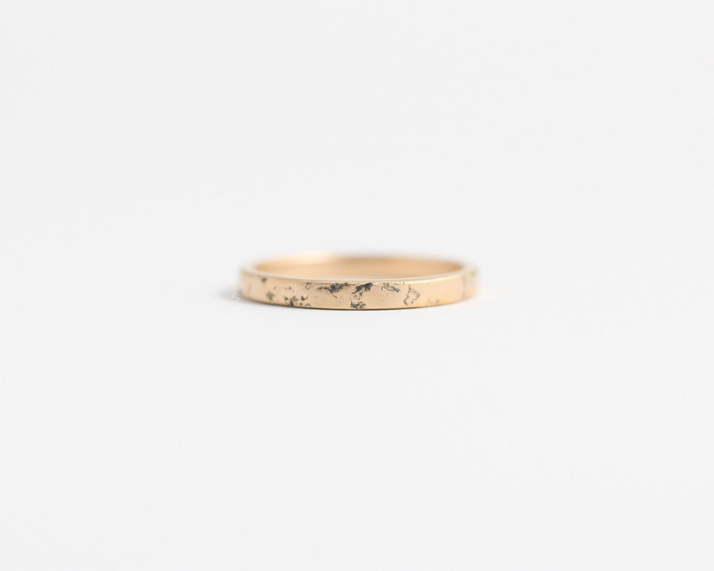 Distressed Band in Yellow Gold - Narrow, [product_type} - Ash Hilton Jewellery