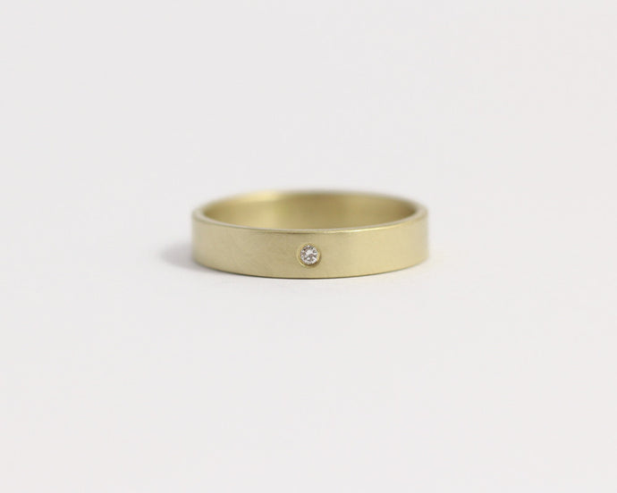 Ethical Yellow Beach Gold & Recycled Diamond Ring - Narrow, [product_type} - Ash Hilton Jewellery