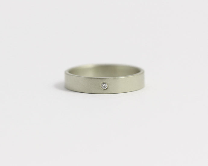 Ethical White Beach Gold & Recycled Diamond Ring - Narrow, [product_type} - Ash Hilton Jewellery