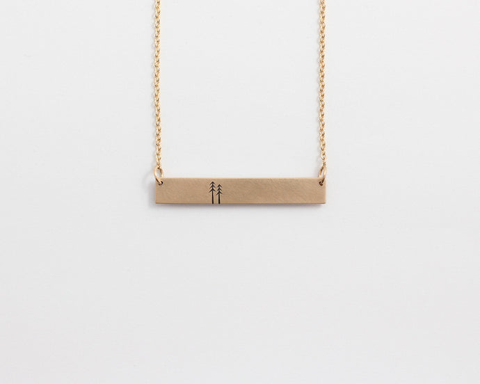 Woodland Bar Necklace in Rose Gold, [product_type} - Ash Hilton Jewellery