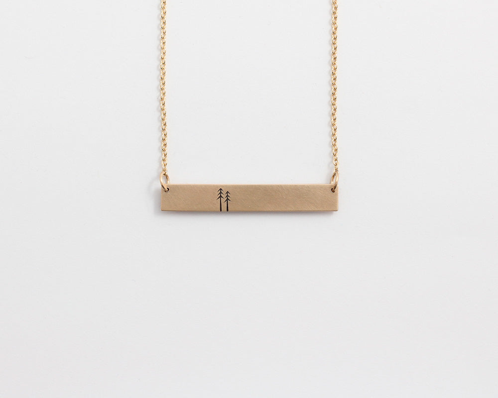 Woodland Bar Necklace in Rose Gold, [product_type} - Ash Hilton Jewellery