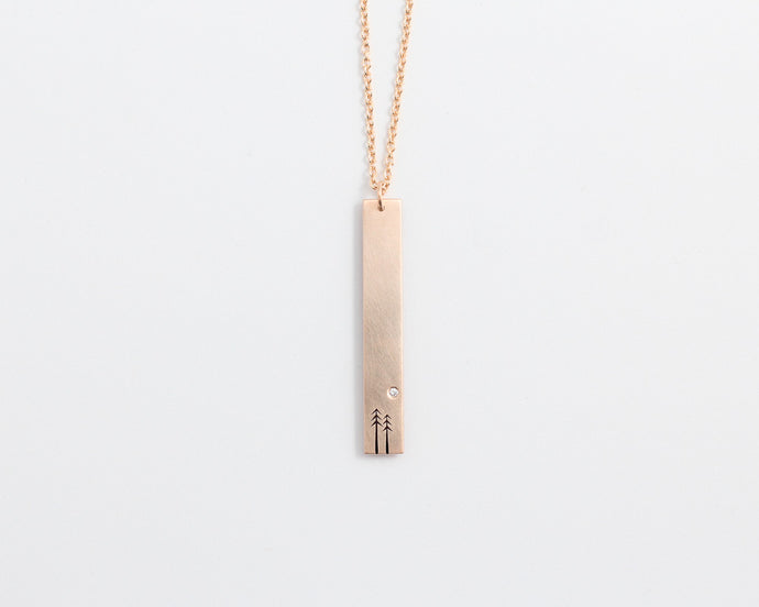 Woodland & Diamond Drop Necklace in Rose Gold, [product_type} - Ash Hilton Jewellery