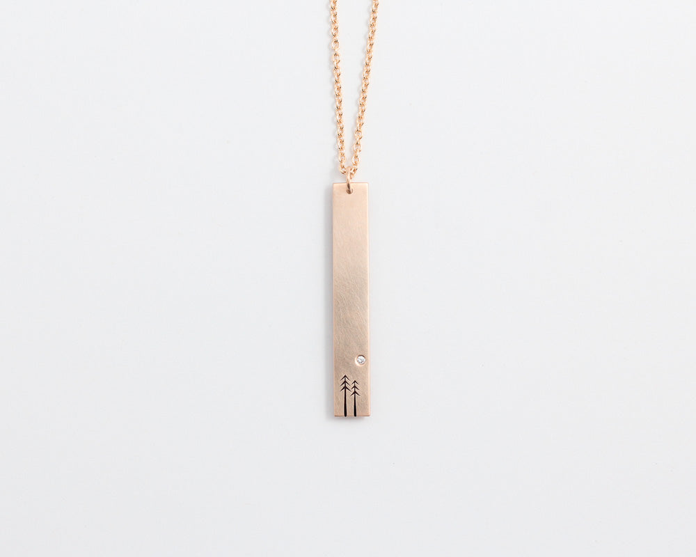 Woodland & Diamond Drop Necklace in Rose Gold, [product_type} - Ash Hilton Jewellery