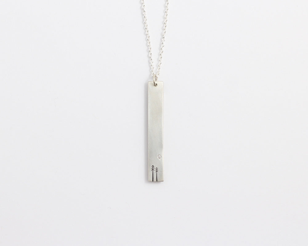Woodland & Diamond Drop Necklace, [product_type} - Ash Hilton Jewellery