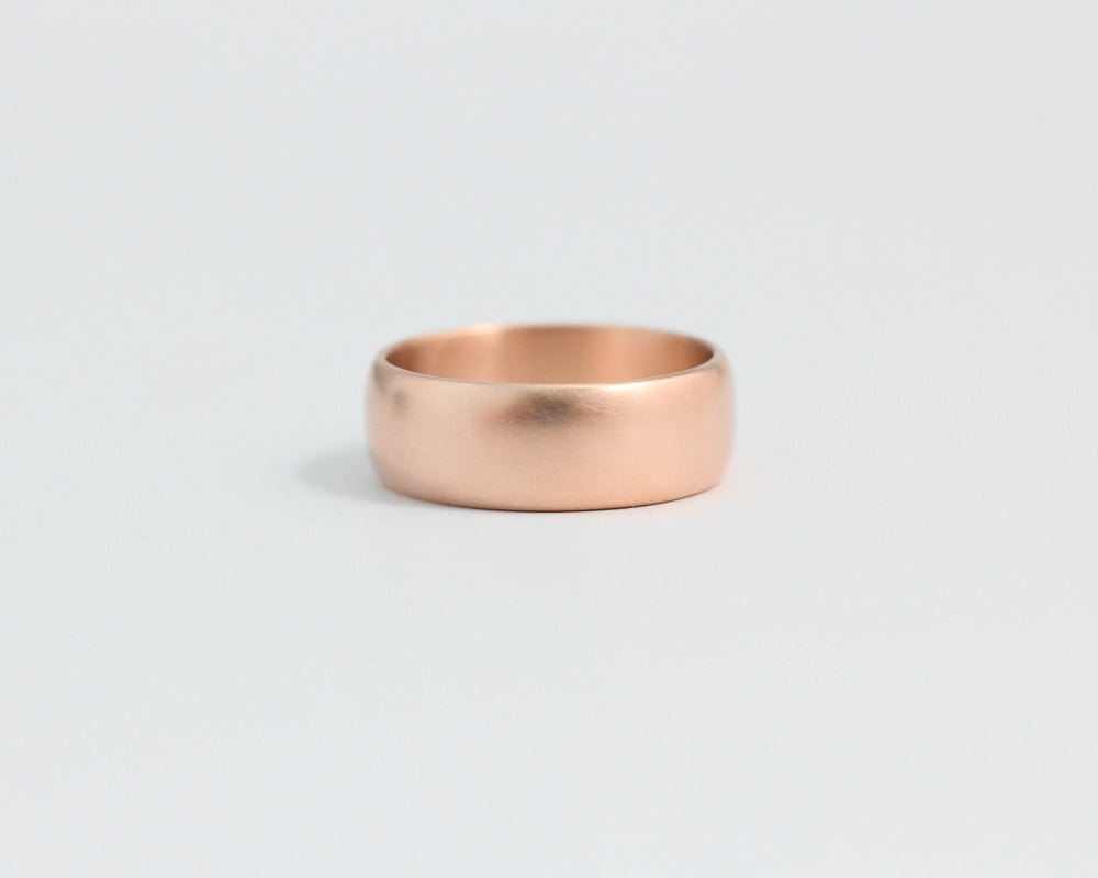 Rounded Ethical Rose Beach Gold Band - Wide, [product_type} - Ash Hilton Jewellery