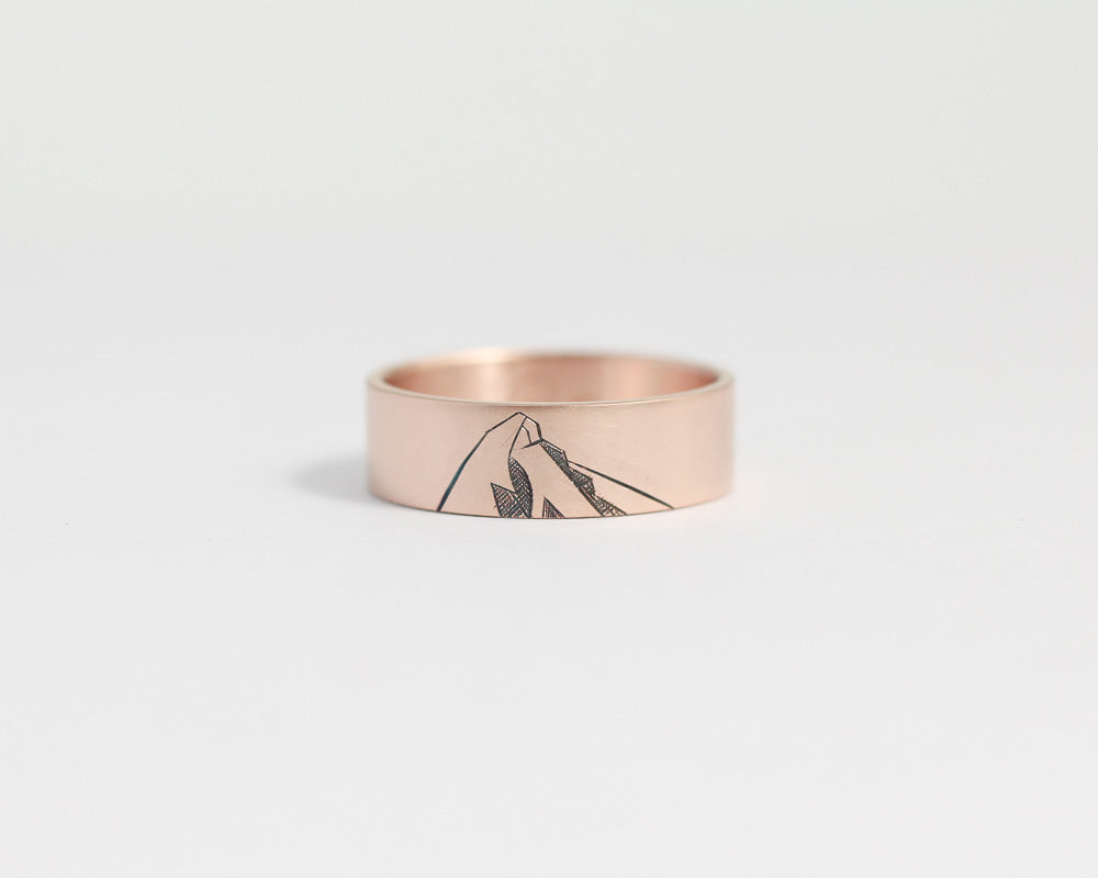Mountain Ring in Rose Gold - Wide, [product_type} - Ash Hilton Jewellery