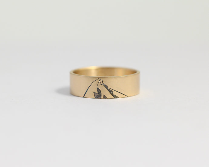 Mountain Ring in Yellow Gold - Wide, [product_type} - Ash Hilton Jewellery