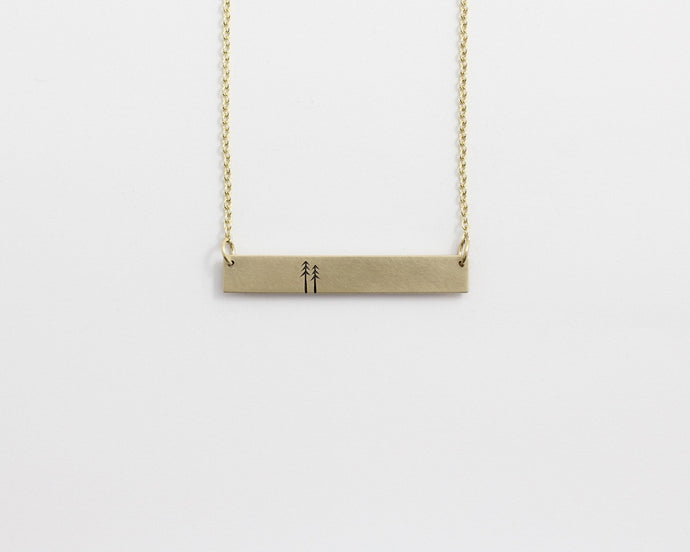 Woodland Bar Necklace in Yellow Gold, [product_type} - Ash Hilton Jewellery