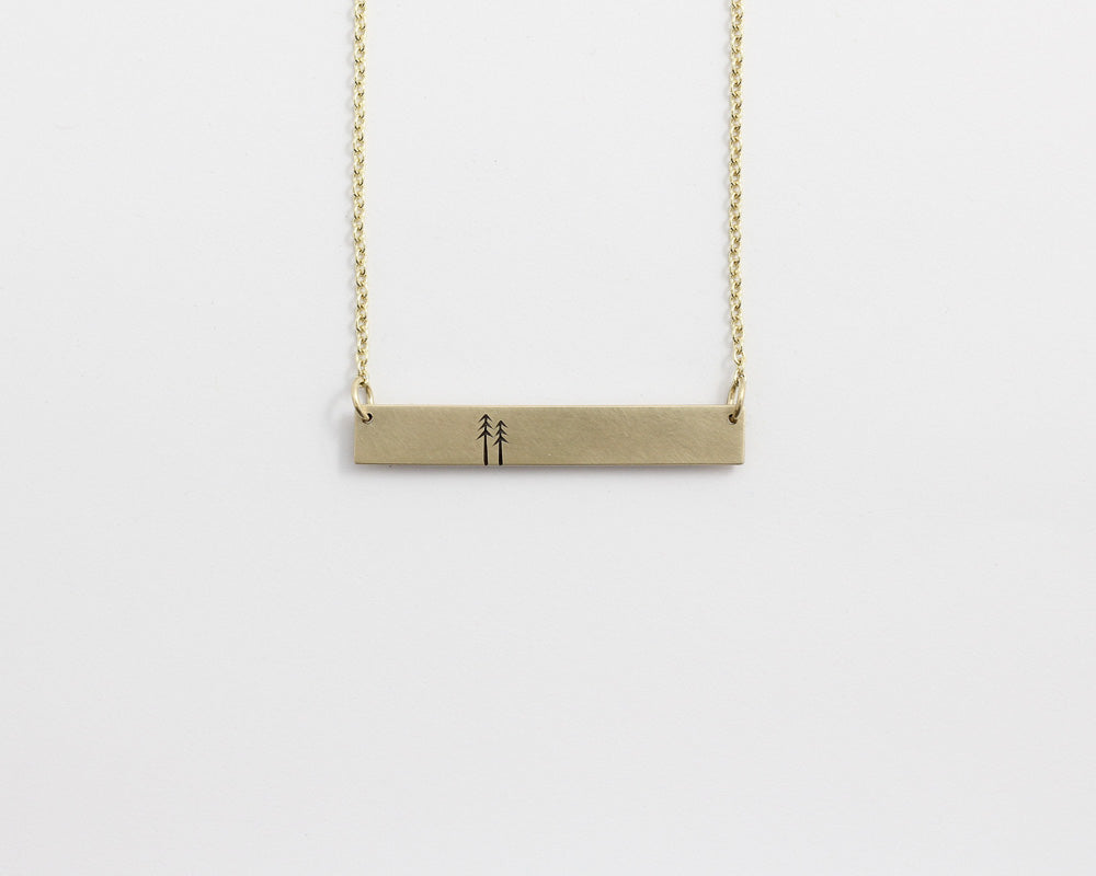 Woodland Bar Necklace in Yellow Gold, [product_type} - Ash Hilton Jewellery